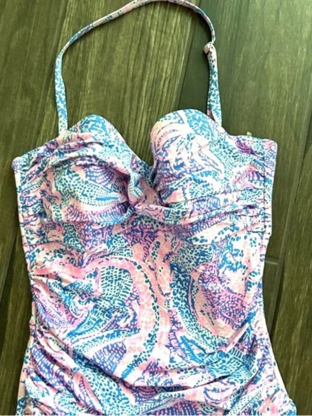 Lilly Pulitzer Flamenco one piece swimsuit Size 8 Coastal Blue Maybe Gator bra - Picture 3 of 5